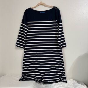 J. McLaughlin Navy/White Striped Dress XL